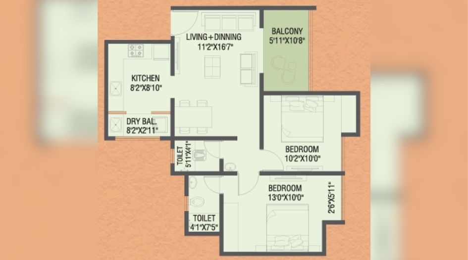 Primal-Saundaryam-2BHK-UnitPlan