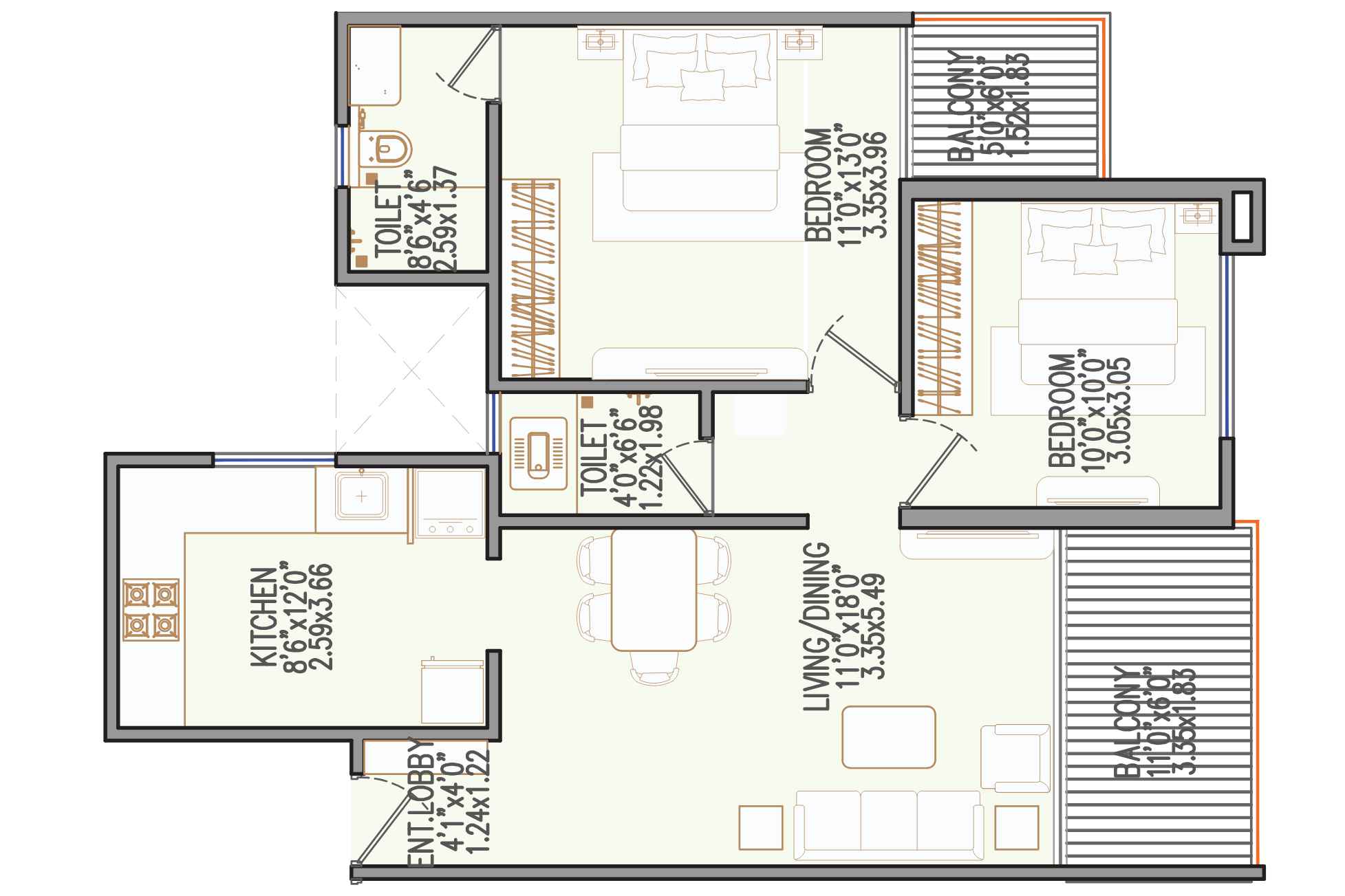 Signature-park-Floor-Plan-2-BHK
