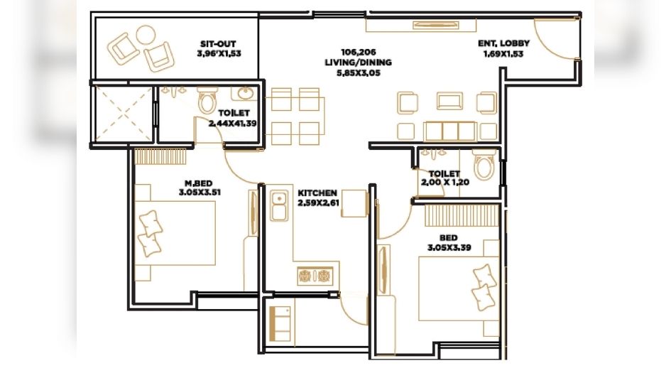Right-Porto-square-2BHK-unit-plan