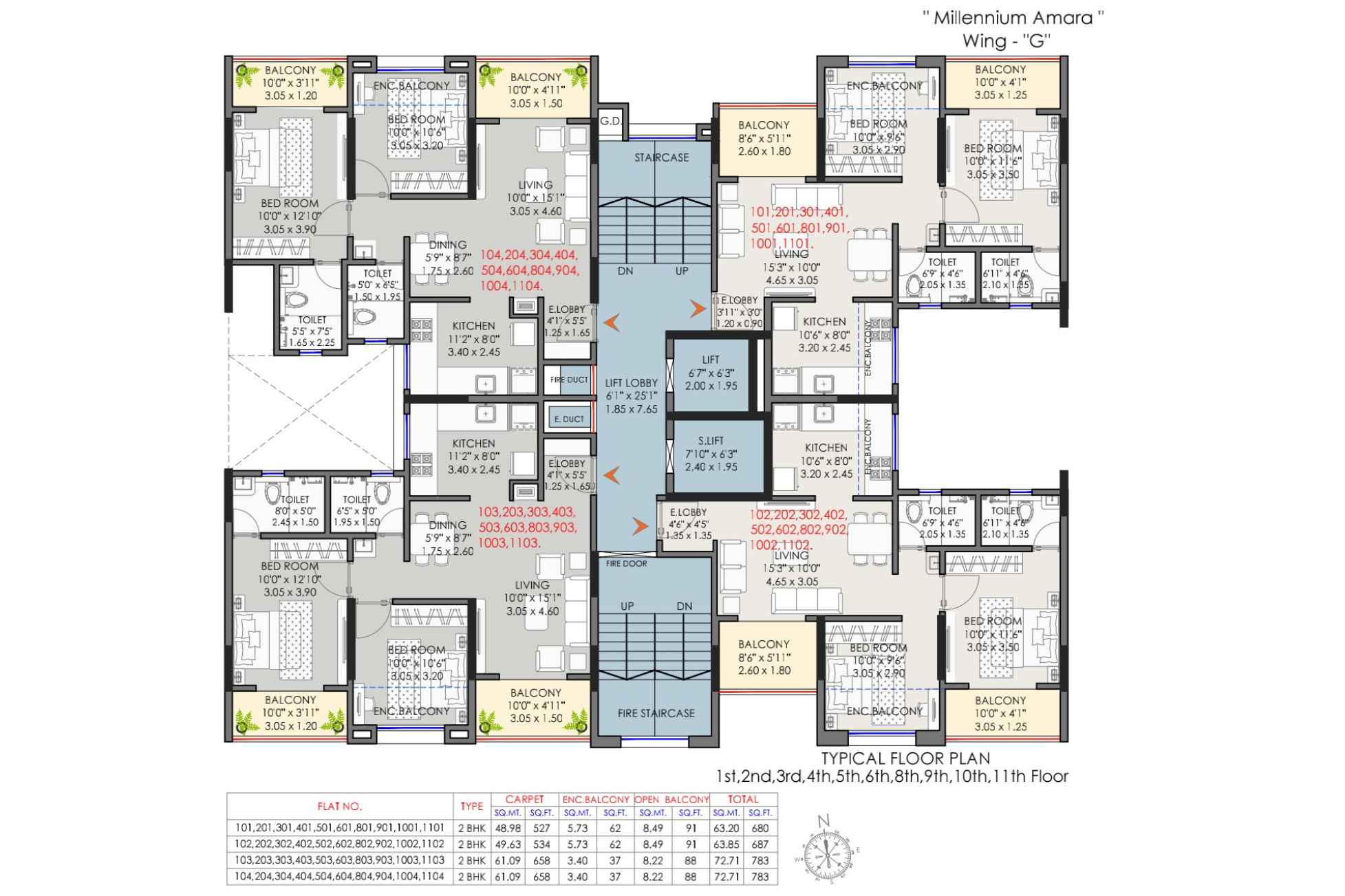 Millennium-Amara-Typical-Floor-plan-Wing-G