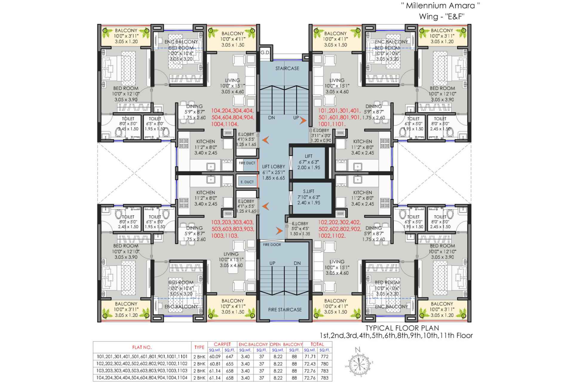 Millennium-Amara-Typical-wing-E&F-Floor-Plan