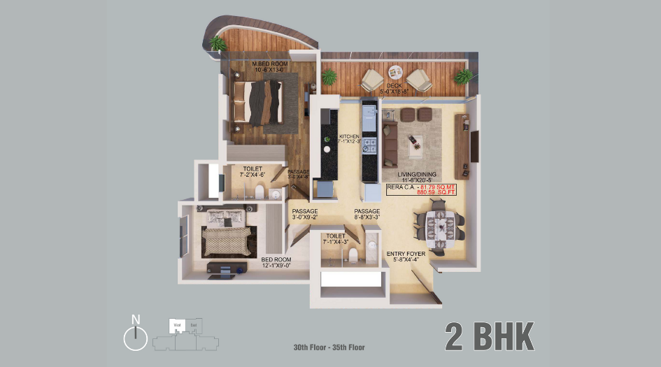 Sanghvi-Aaditya-Heights-Floor-Plan-2 BHK-881 Sqft