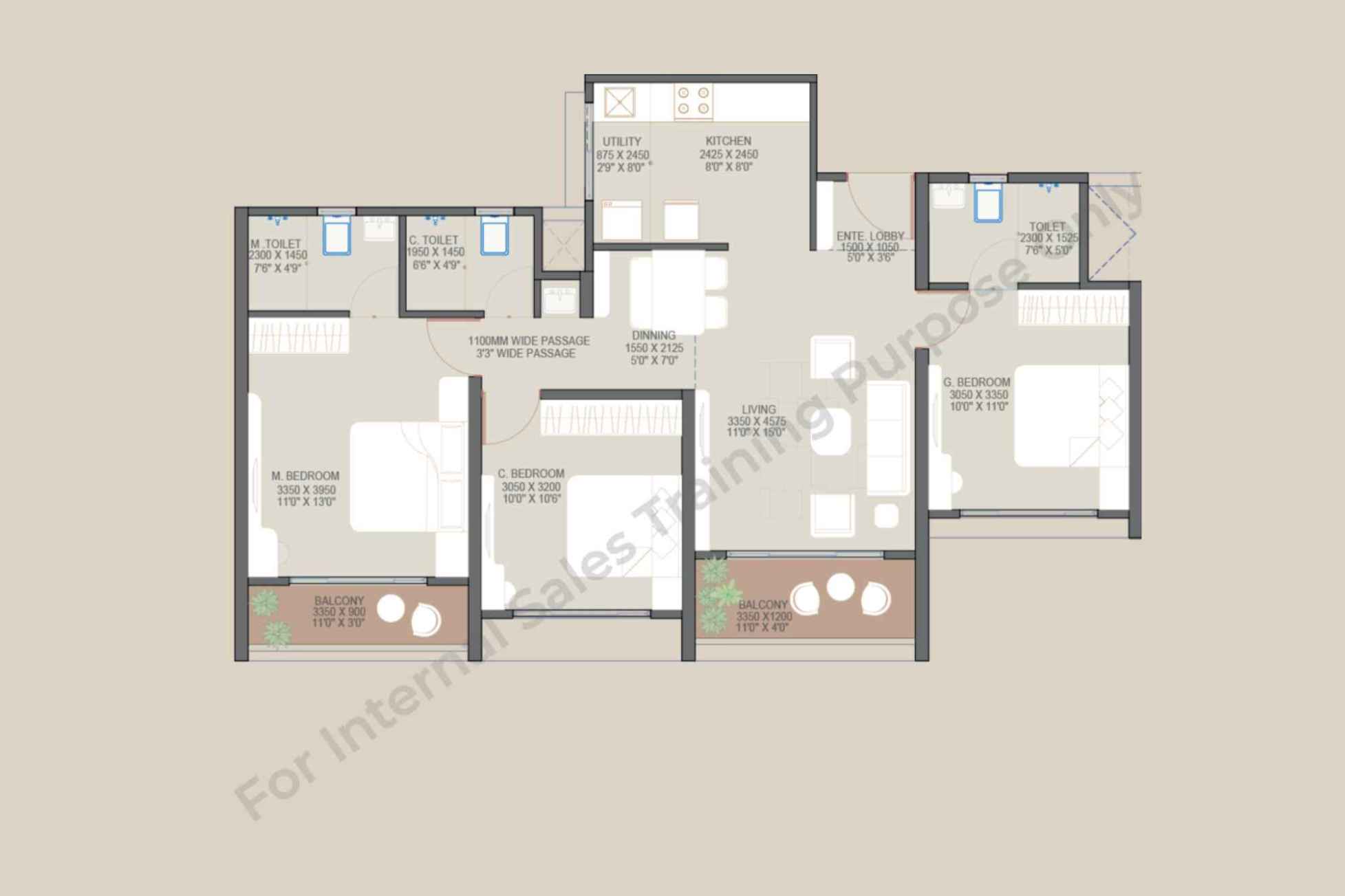 Goyal-My-Home-Codename-Roots-Floor-Plan-3-BHK-Premier-924-Sqft