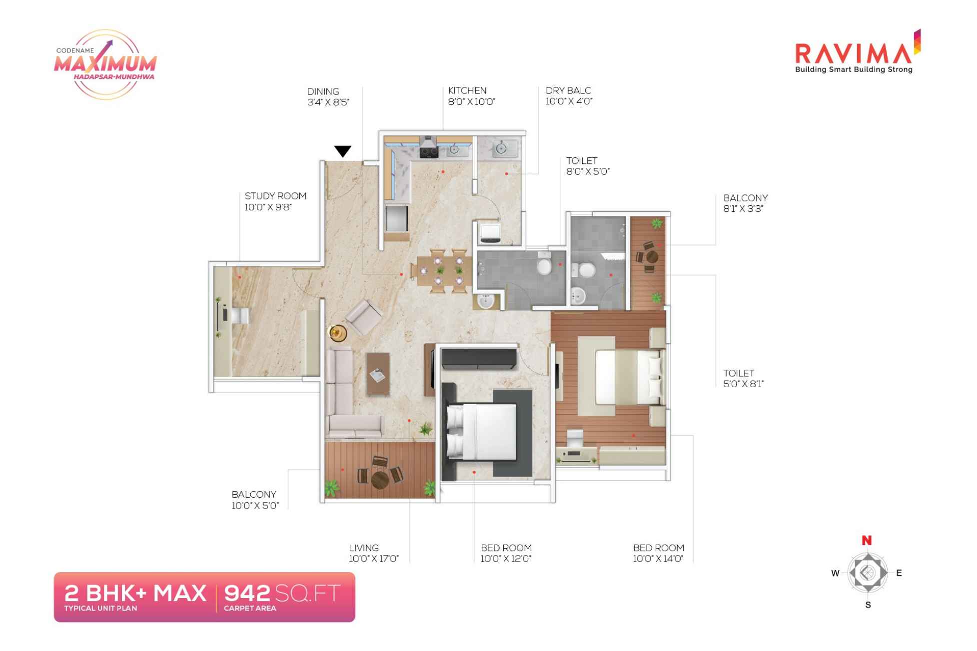 Ravima-Newton-Homes-Mundhwa--Floor-plan-3-BHK-Smart-942-sqft