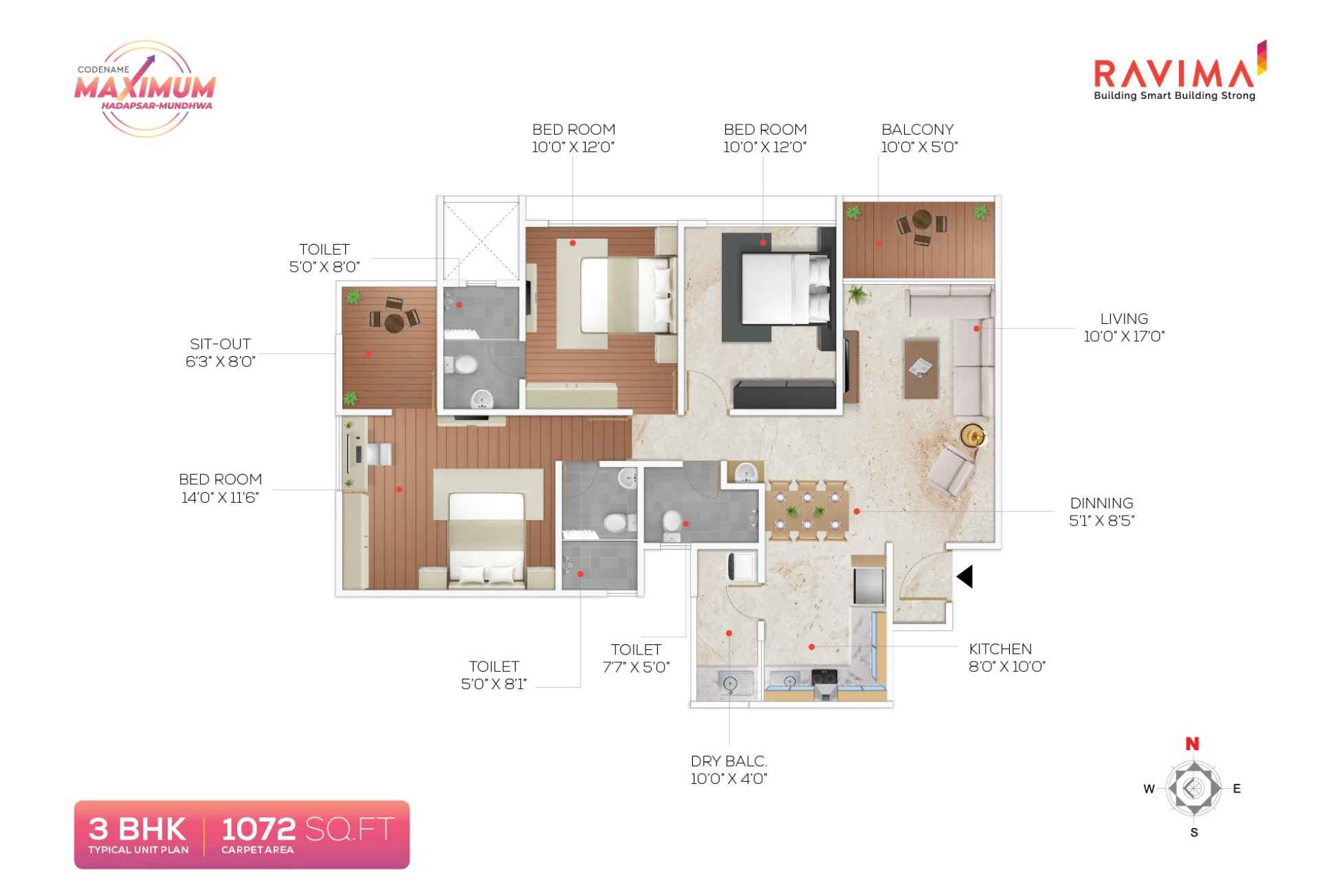 Ravima-Newton-Homes-Mundhwa-3-BHK-1072-sqft-Floor-plan