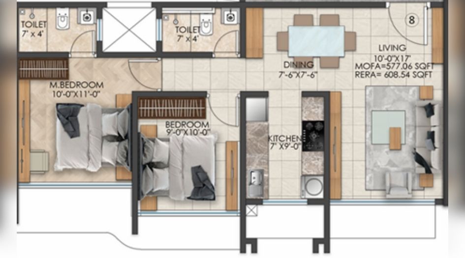 Emperia-Legacy-2BHK-609sqft-unit-plan