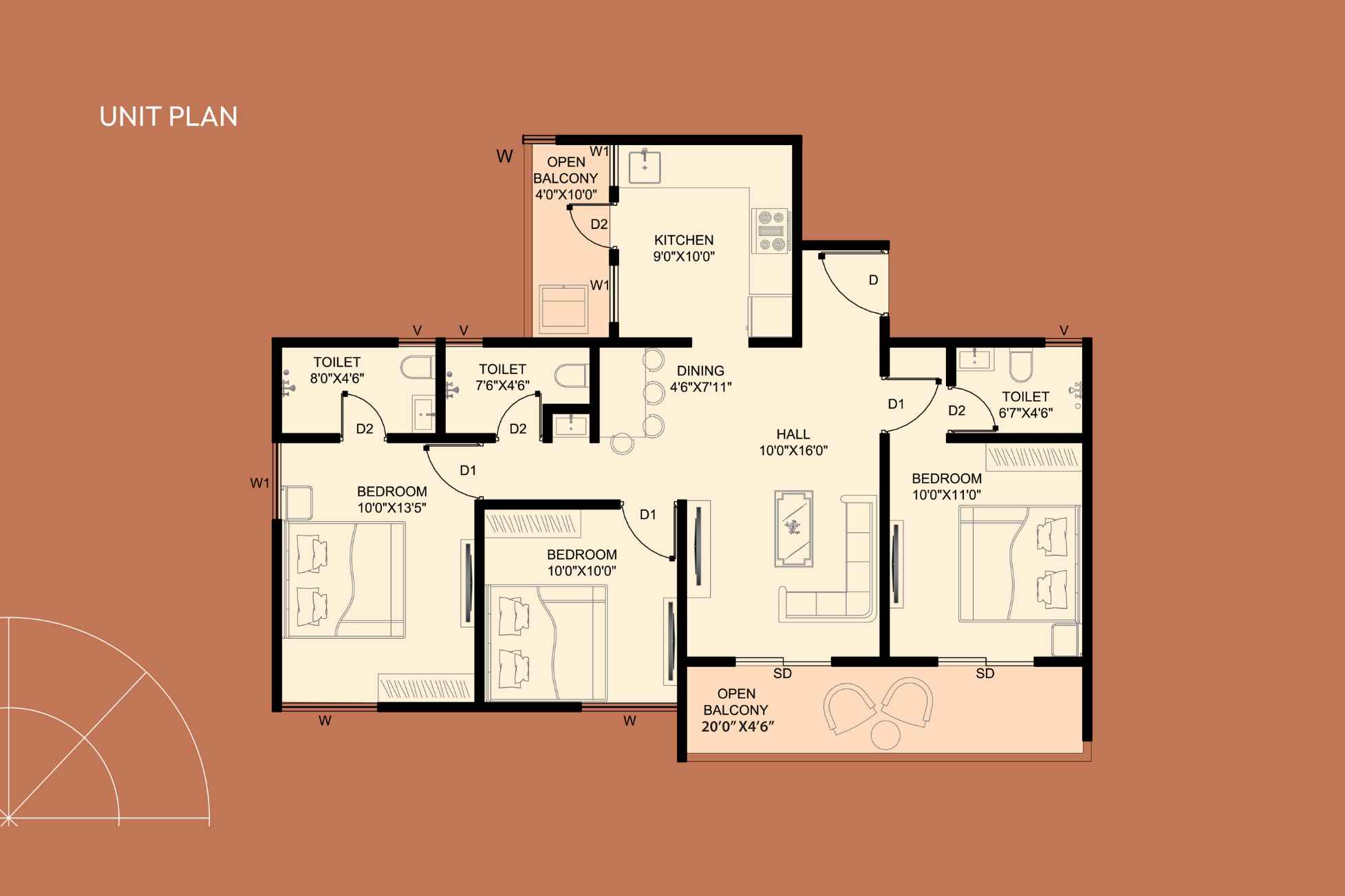Yashodha-Skyrise-Floor-Plan-3-BHK-unit-plan