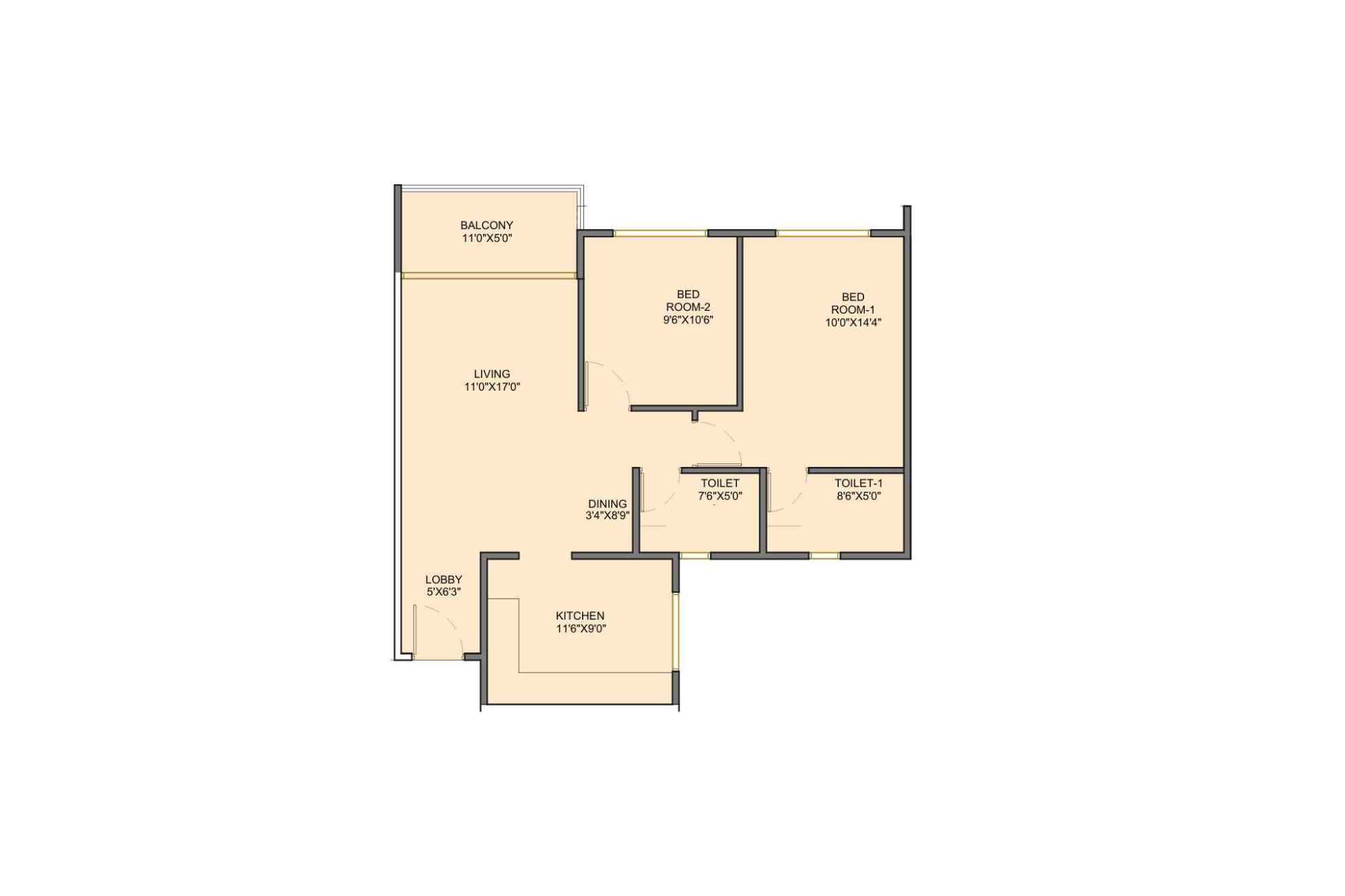 Gandharv-Gokulam-Floor-Plan-2-BHK-785-sqft