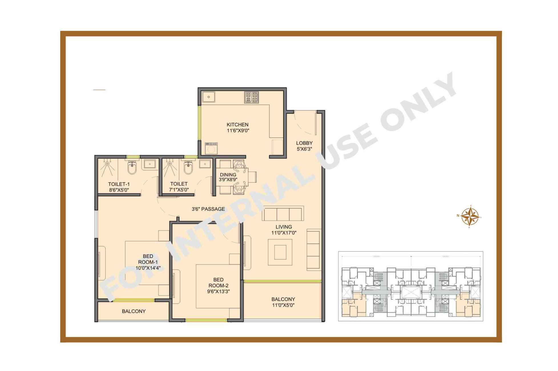 Gandharv-Gokulam-Floor-Plan-2-BHK-842-sqft