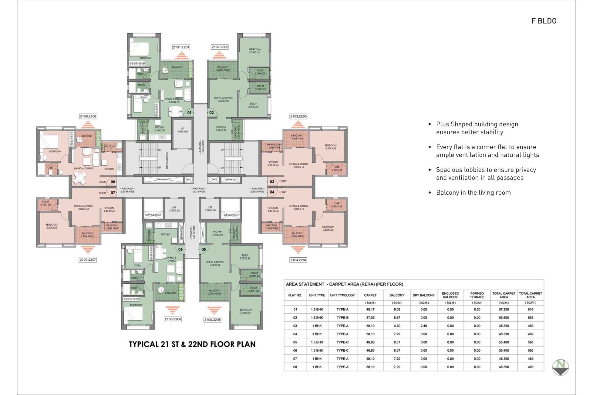 Puraniks-Abitante-Fiore-Typical-21&22nd-Floor-plan-F-BLDG