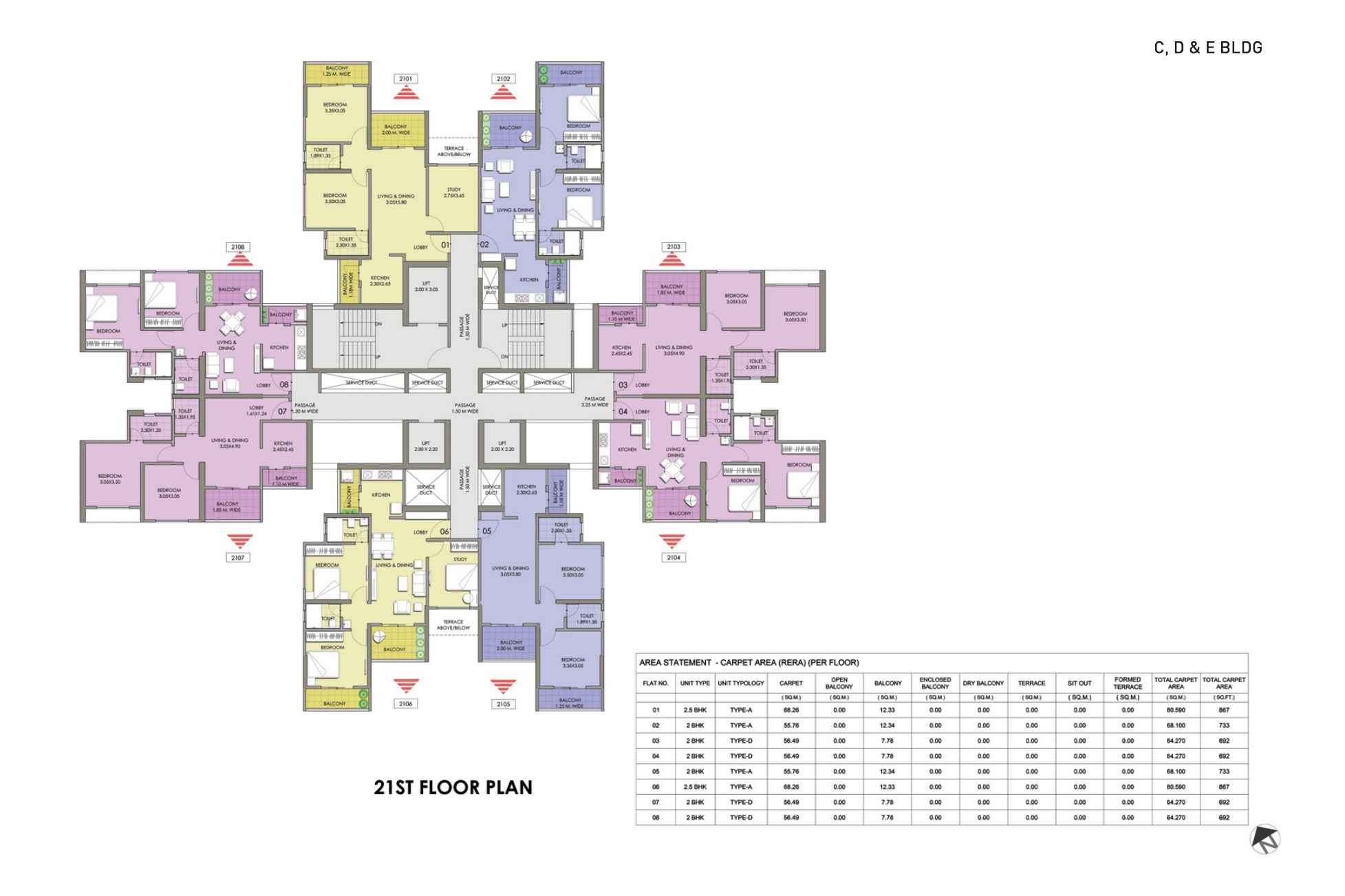 Puraniks-Abitante-Fiore-Typical-21st-Floor-plan-C,D&E-BLDG