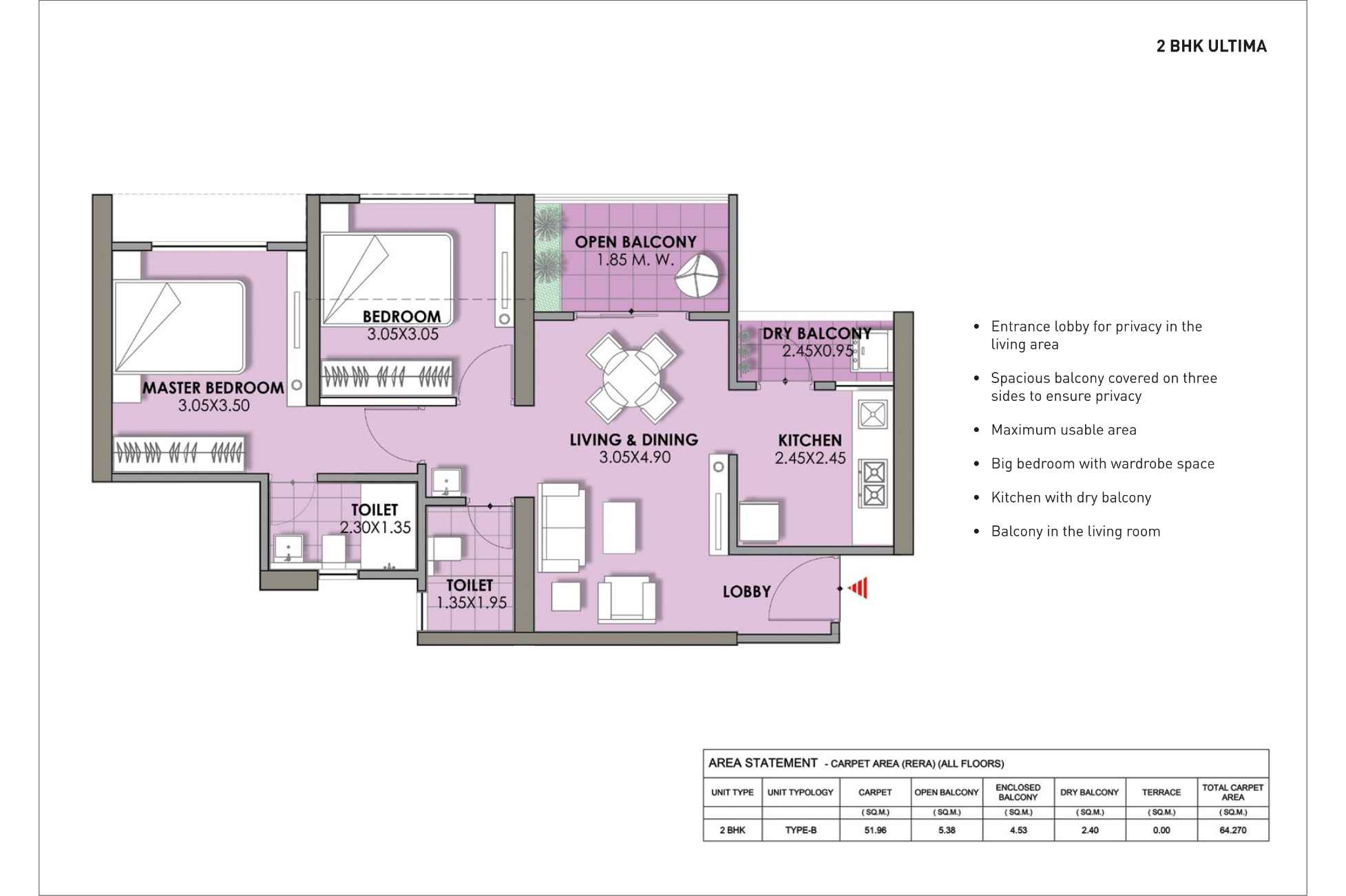 Puraniks-Abitante-Fiore--Floor-plan-2-BHK-Ultima