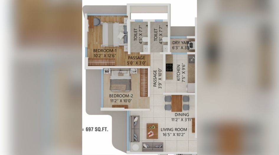 Dream-Sky-View-2BHK-697sqft-unit-plan