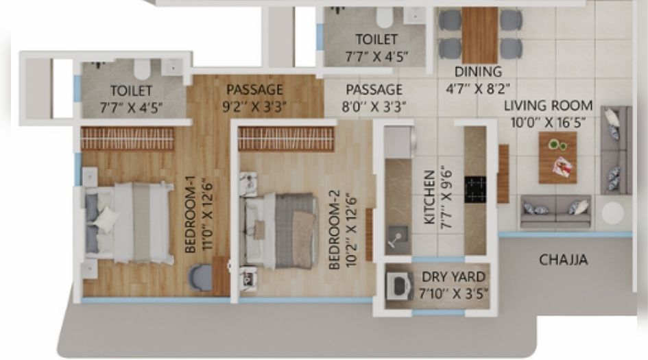 Dream-Sky-View-2BHK-735sqft-unit-plan