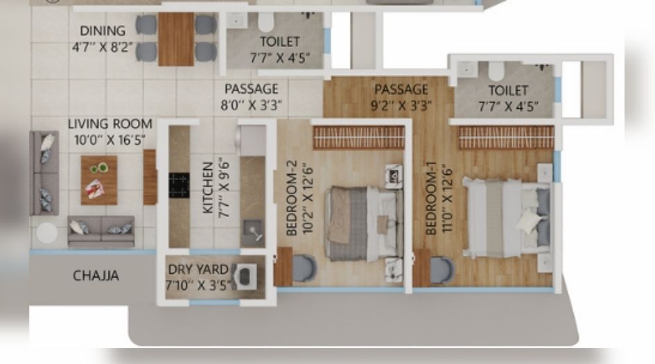 Dream-Sky-View-2BHK-758sqft-unit-plan