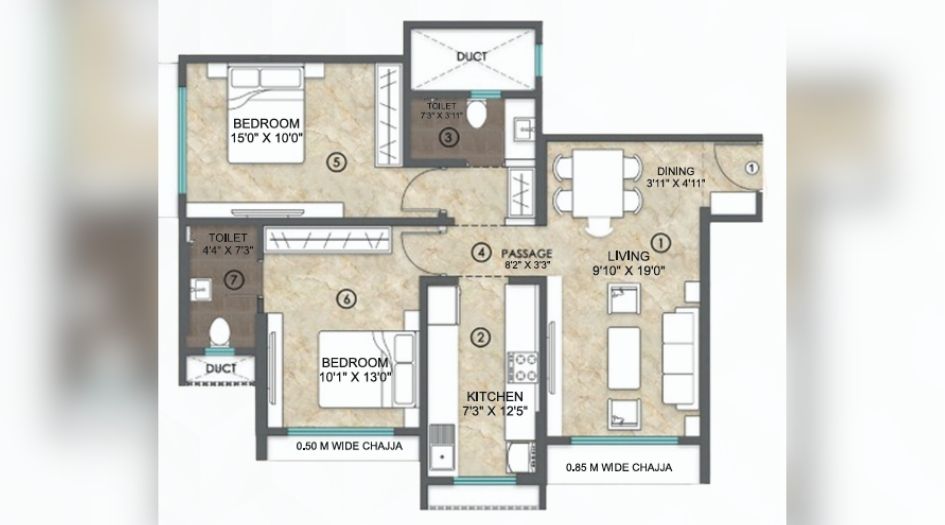 S-B-Infra-Azura-Height-2BHK-701sqft-unit-plan