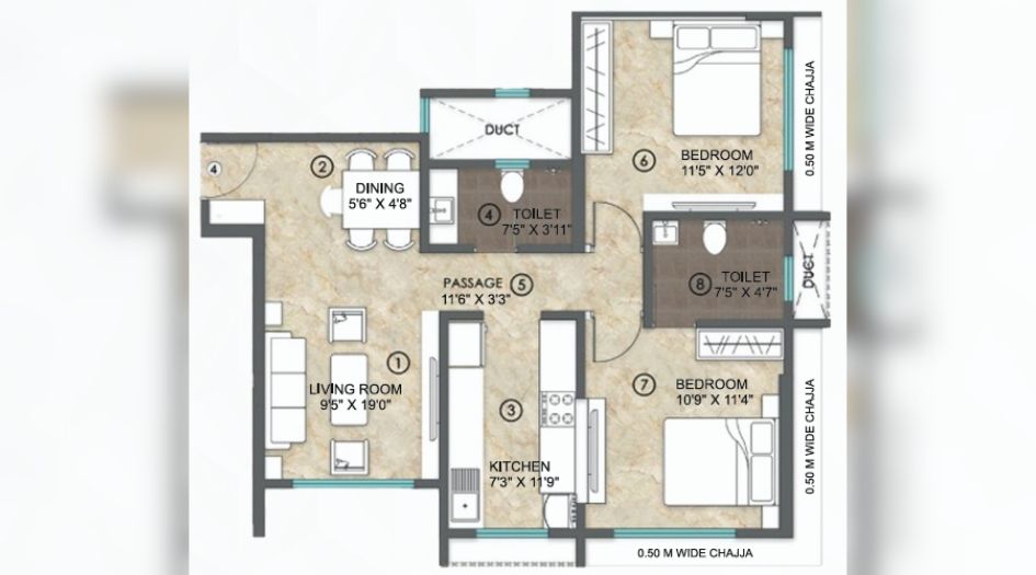 S-B-Infra-Azura-Height-2BHK-730sqft-unit-Plan