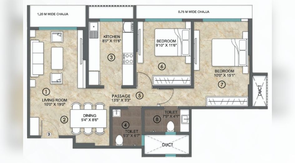S-B-Infra-Azura-Height-2BHK-759sqft-unit-plan