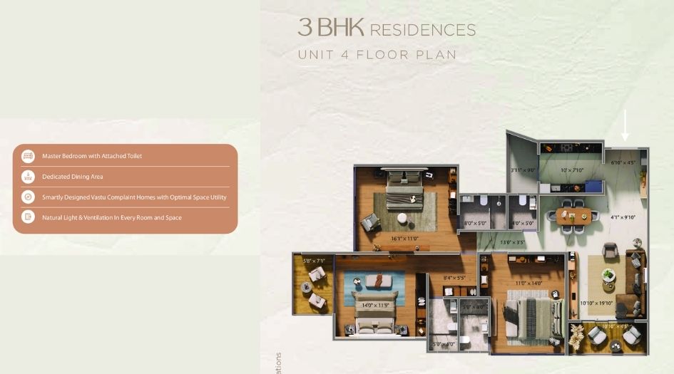 Alphaite-Azure-Residences-Floor-Plan-3 BHK-1296 Sqft