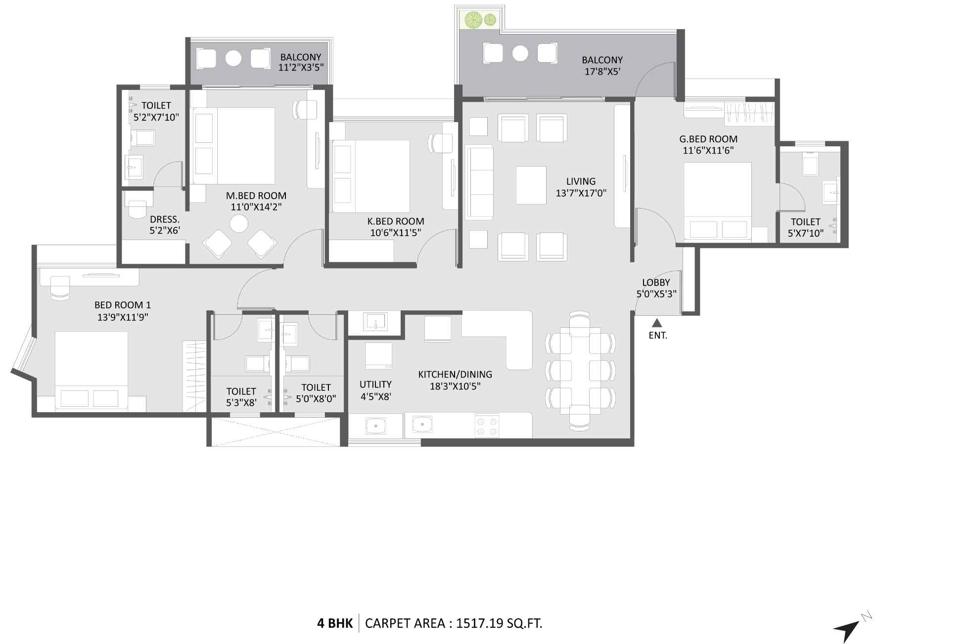 Austin-Yana-Floor-Plan-4-BHK-1517-Sqft