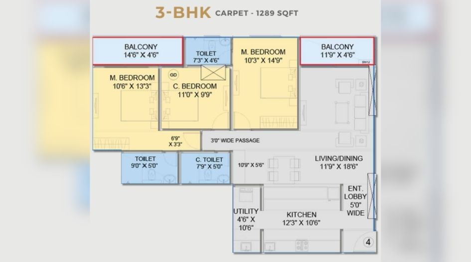Garve-The-Cullinan-3BHK-1289sqft-unit-Plan