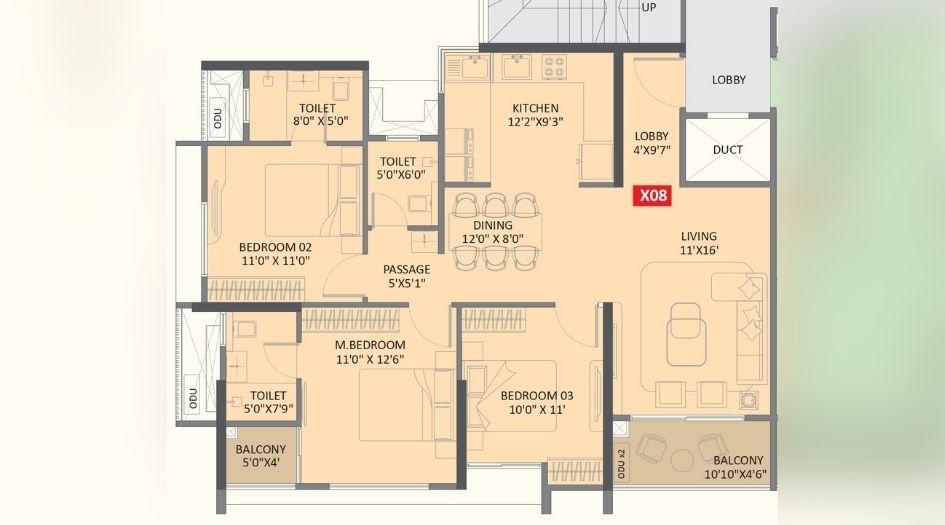 Yashada-Evo-3BHK-1065sqft-unit-plan