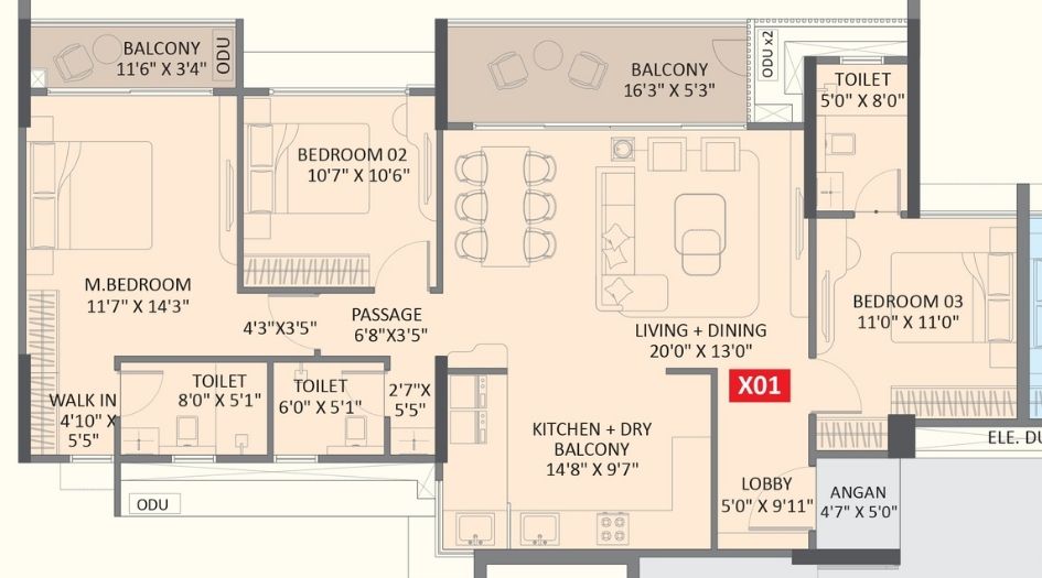 Yashada-Evo-3BHK-1223sqft-unit-plan