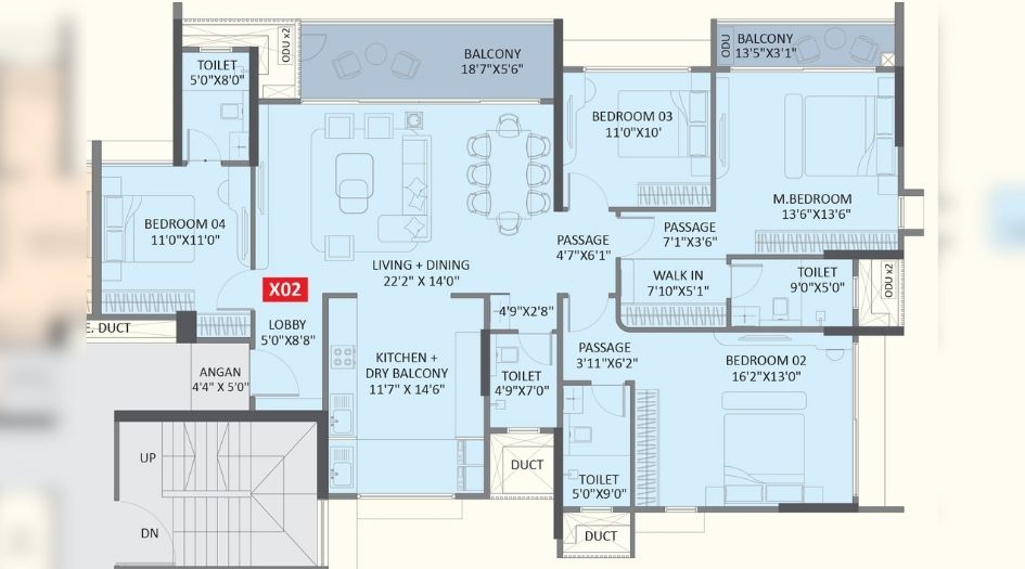 Yashada-Evo-4BHK-1673sqft-unit-plan