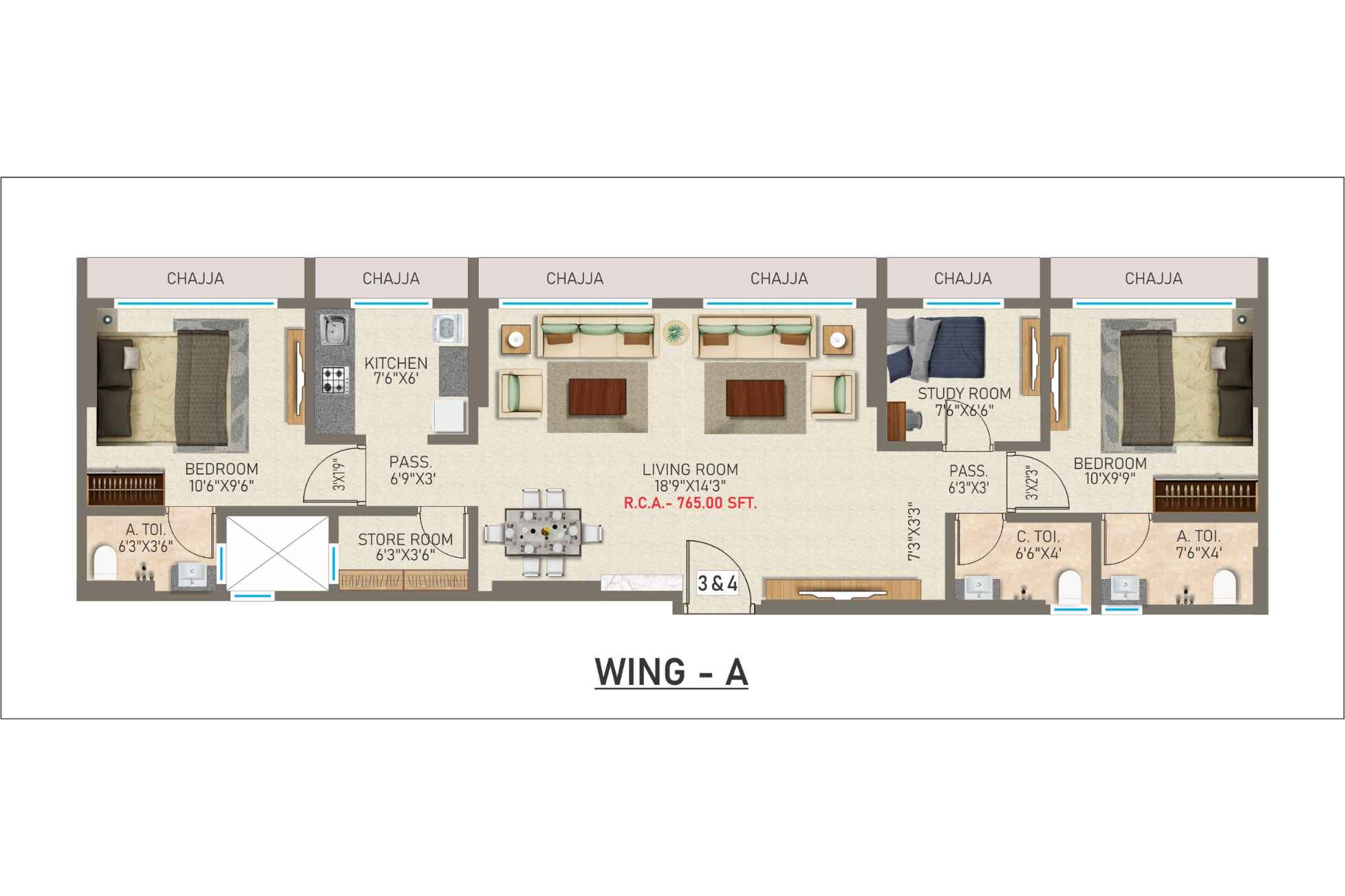 Priyam-Residency-Floor-Plan-Wing-A-1-BHK