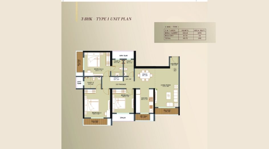 Rejency-Vertex-Floor-Plan-3 BHK-1192 Sqft