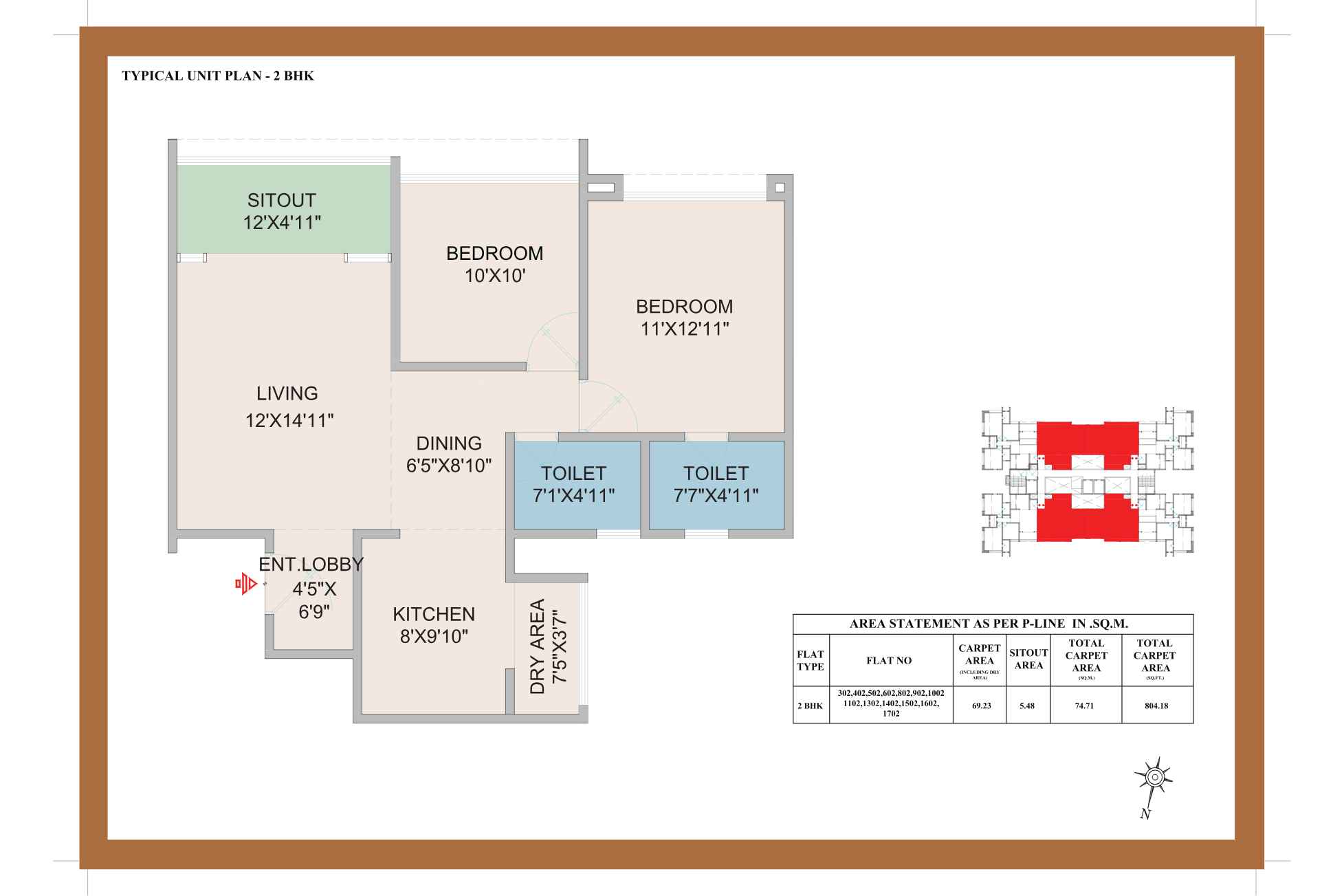 Fortune-Revanta-2-BHK-Floor-Plan-804-sqft
