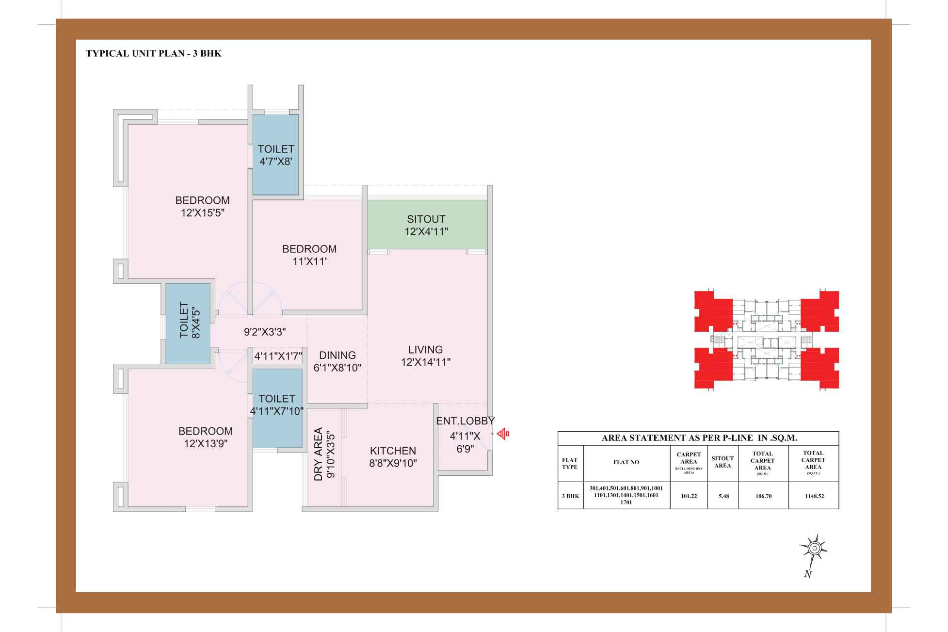 Fortune-Revanta-3-BHK-Floor-Plan-1149 -sqft