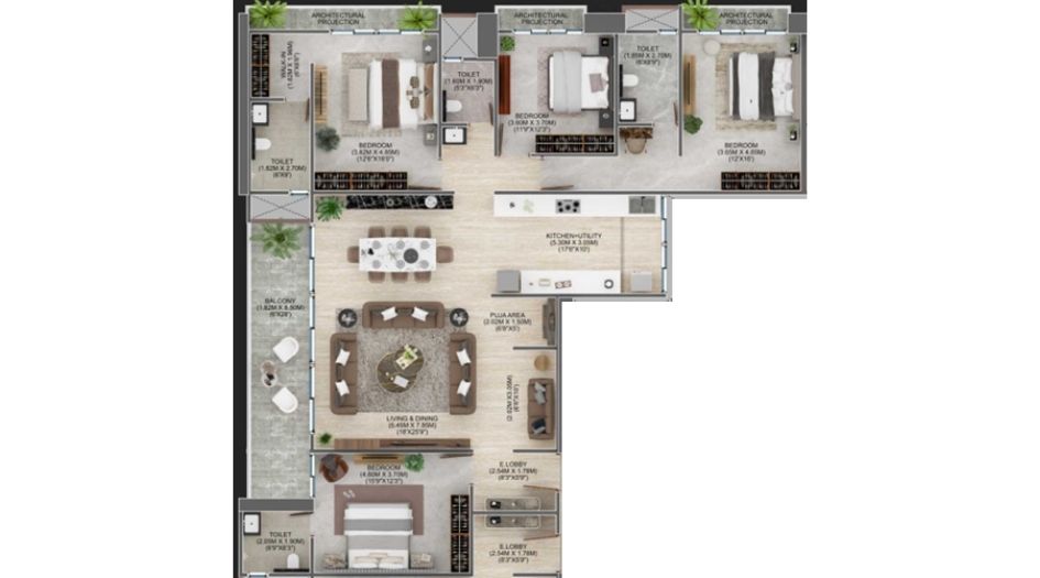 Majestique-The-Crown-Floor-Plan-4 BHK-2099 Sqft
