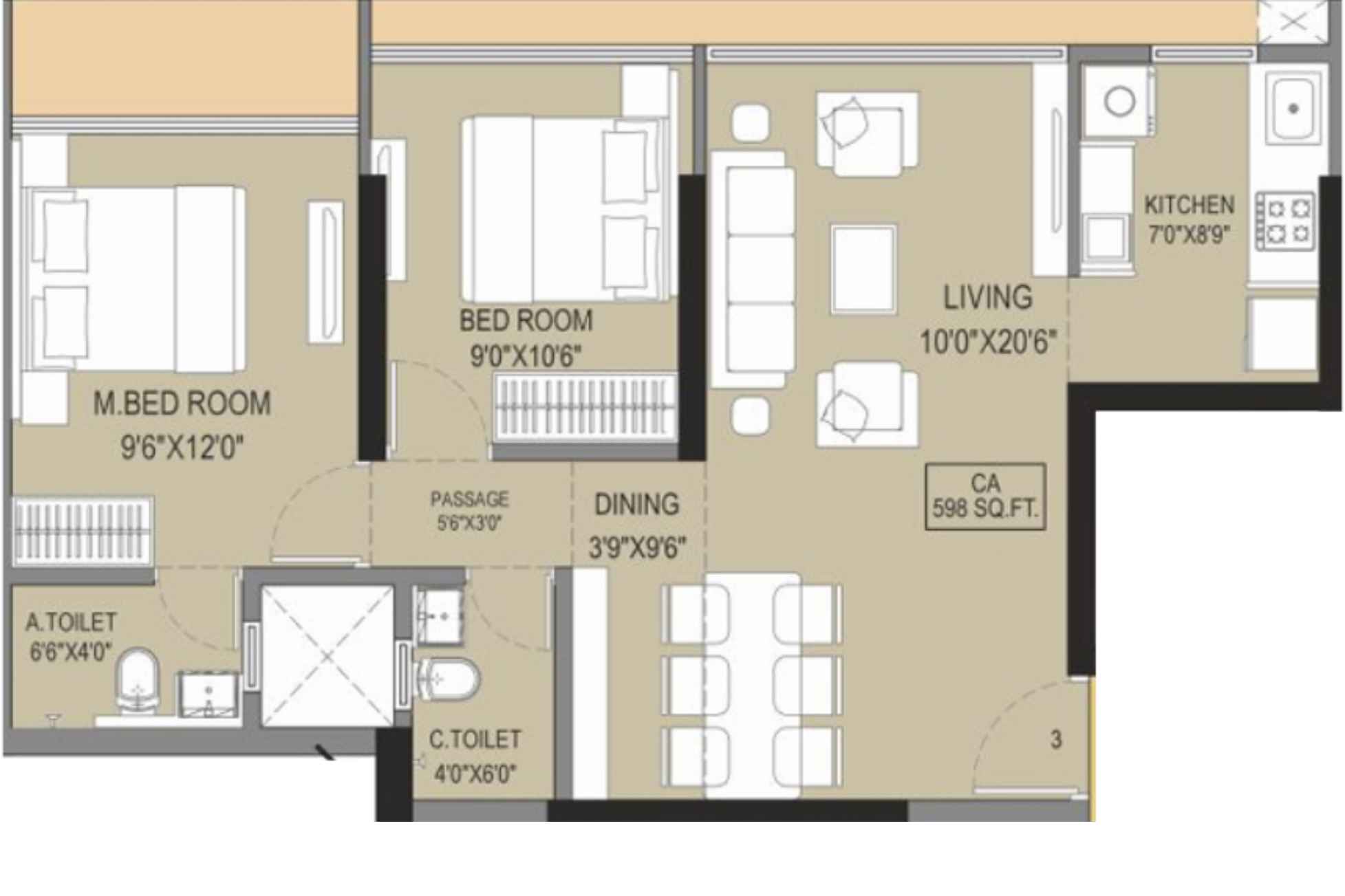 Shree-Balaji-7-Floor-Plan-2 BHK-598 Sqft