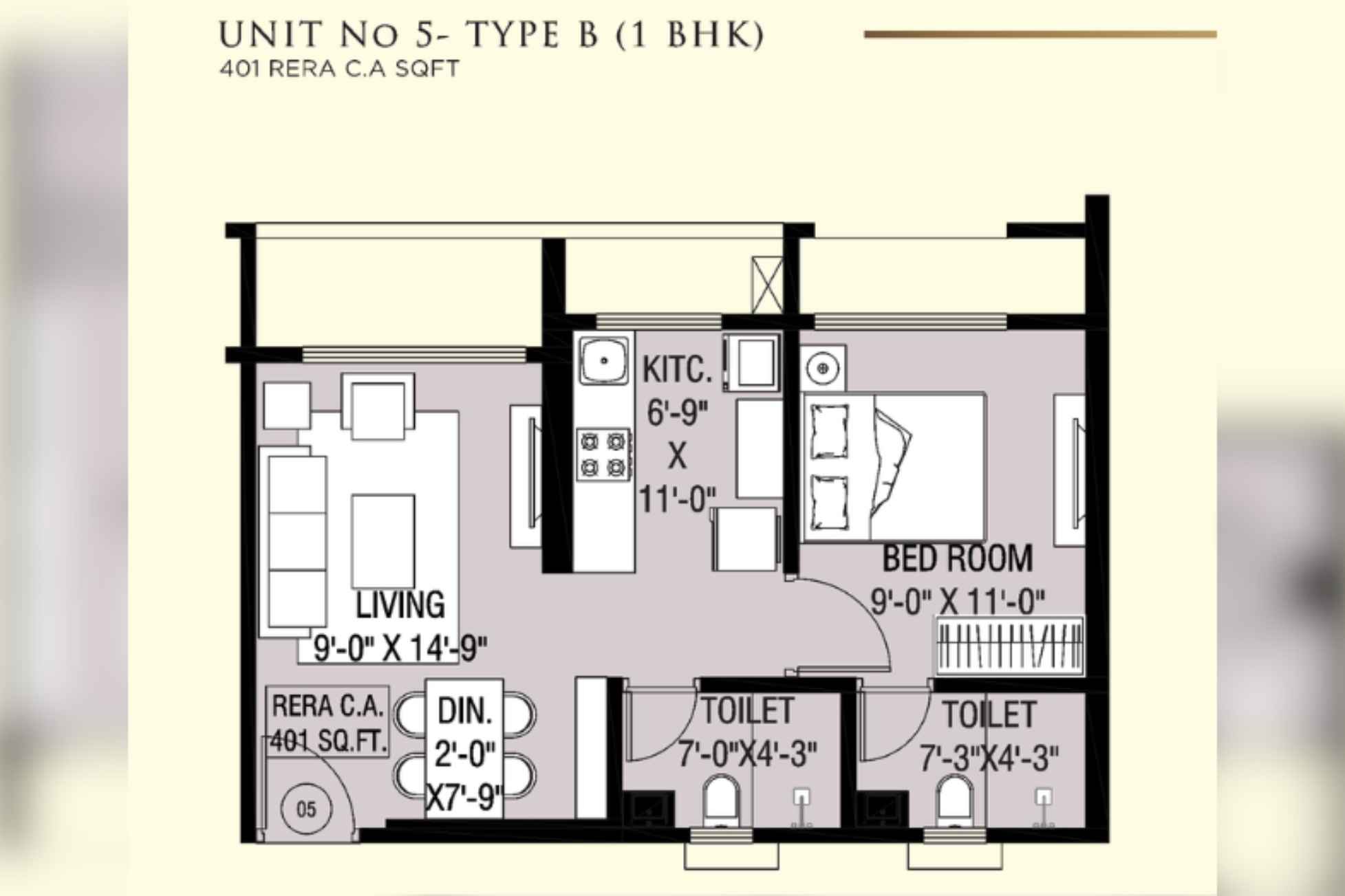 Omkaar-The-Grand-Floor-Plan-1 BHK-401 Sqft