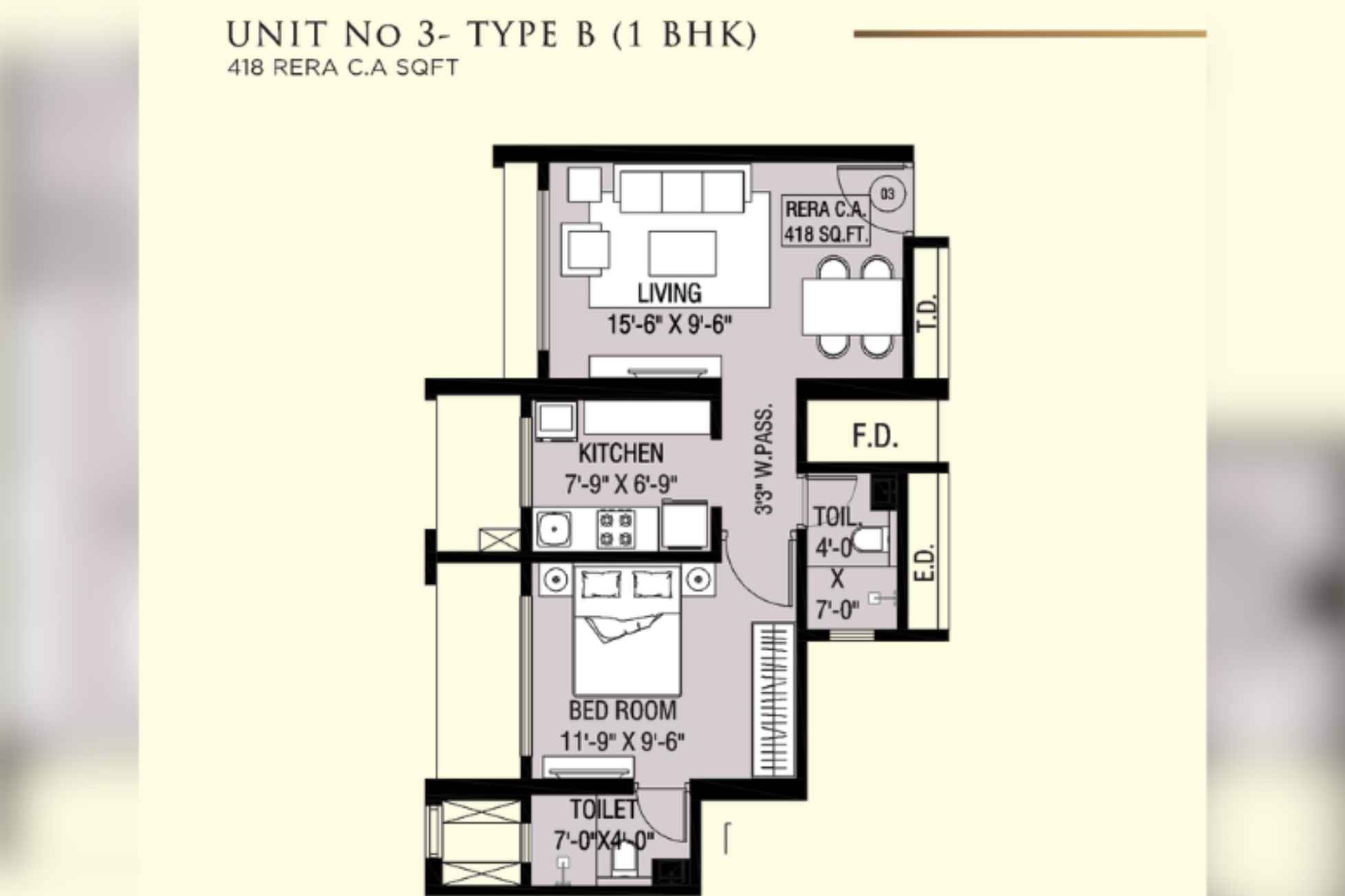 Omkaar-The-Grand-Floor-Plan-1 BHK-418 Sqft