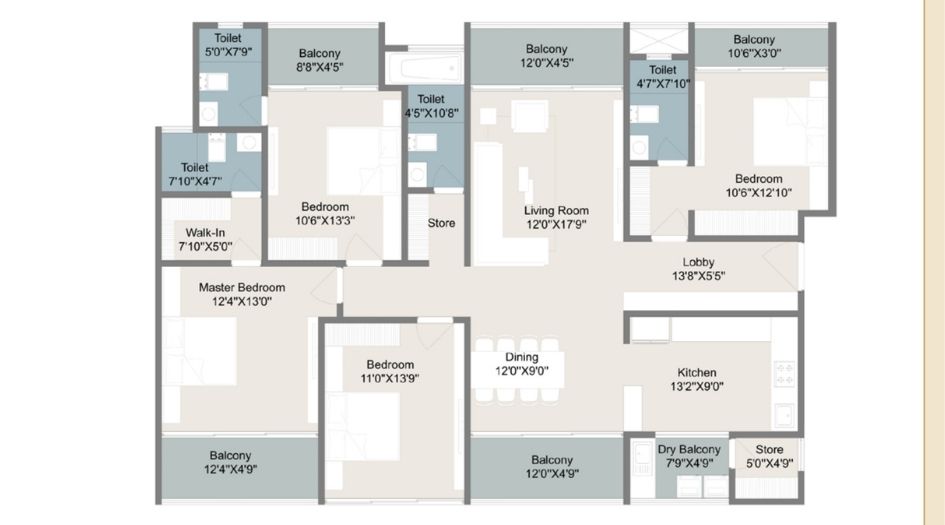 Shree-Sonigara-Quorra-4BHK-1830sqft-unit-plan